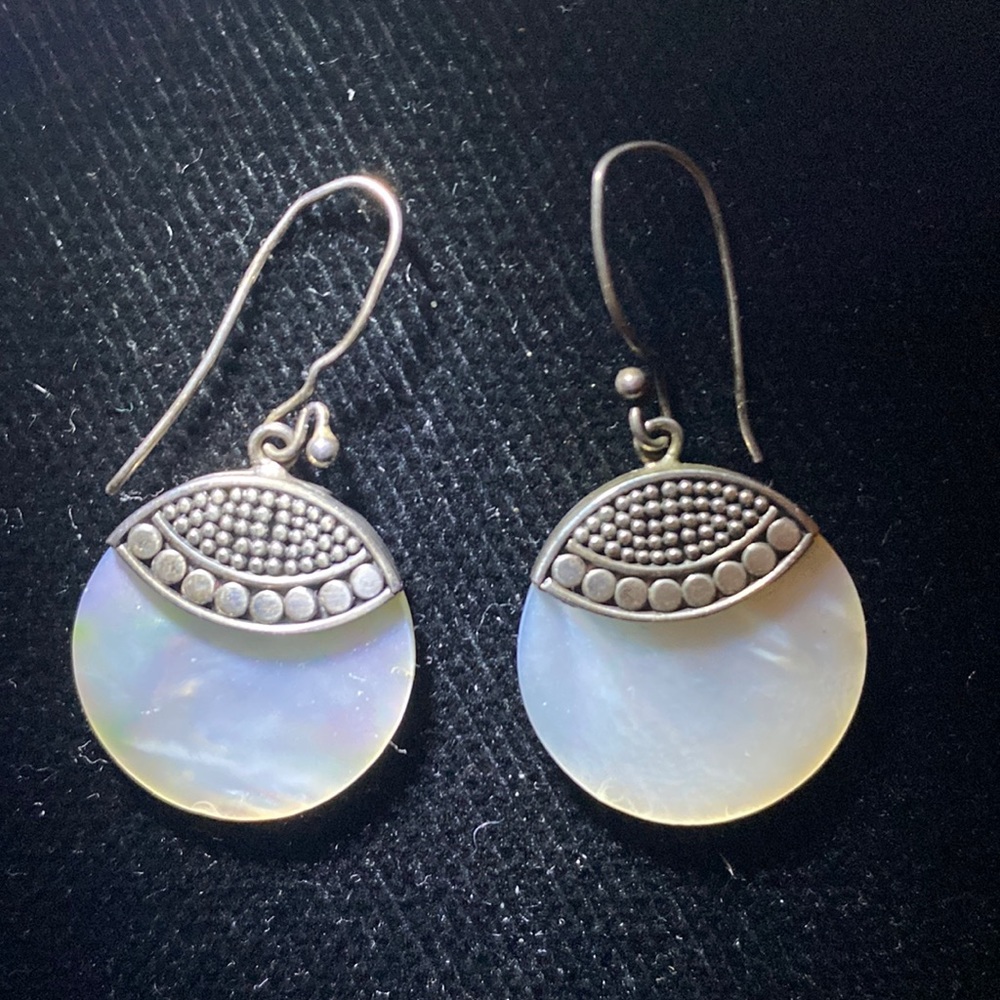 COPY - Sterling silver with mother of pearl disc earrings